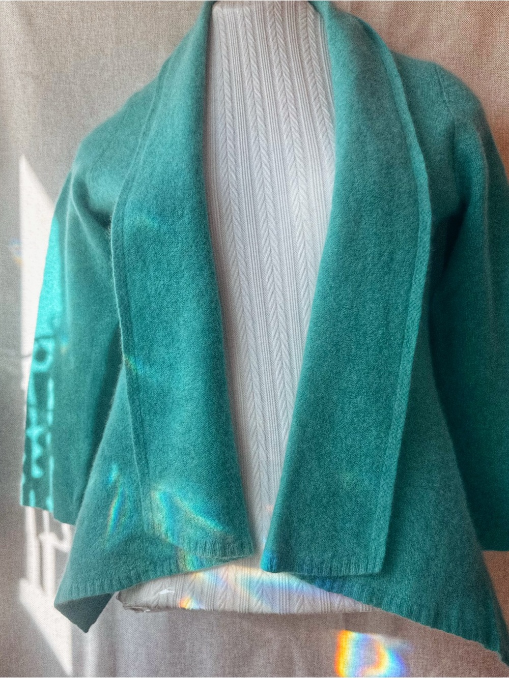 💚 100% Cashmere • Elorie • Aqua Turquoise • Sea Glass Lagoon • Open Cardigan